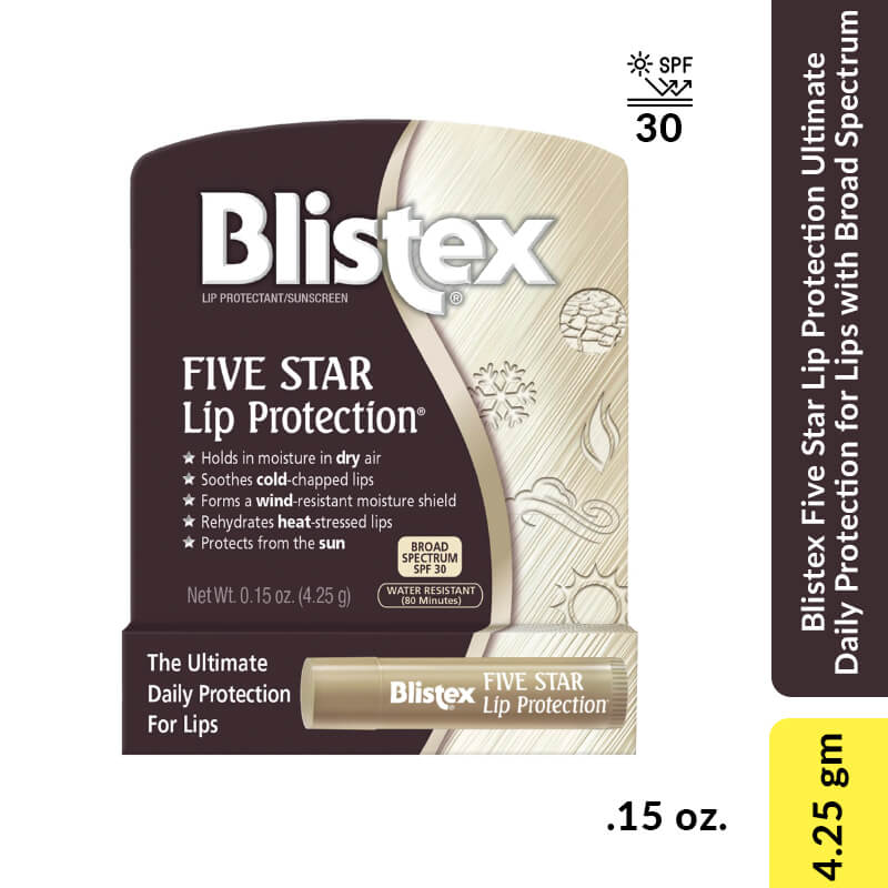 Blistex Five Star Lip Protection Ultimate Daily Protection for Lips with Broad Spectrum SPF 30, 4.25gm (.15 oz.)