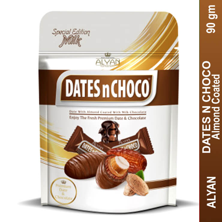 Dates N Choco Dates With Almond Coated With Milk Chocolate 90 gm
