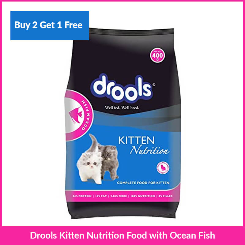 Drools Kitten Nutrition Food with Ocean Fish, 400g (Buy 2 Get 1 Free)