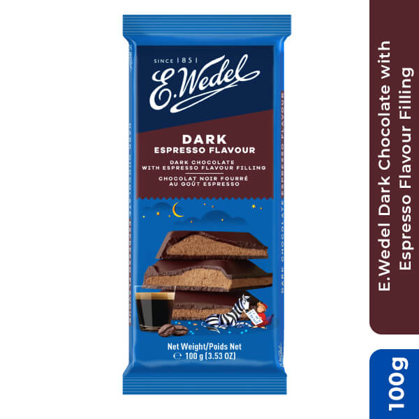 E.Wedel Dark Chocolate with Espresso Flavour Filling, 100g
