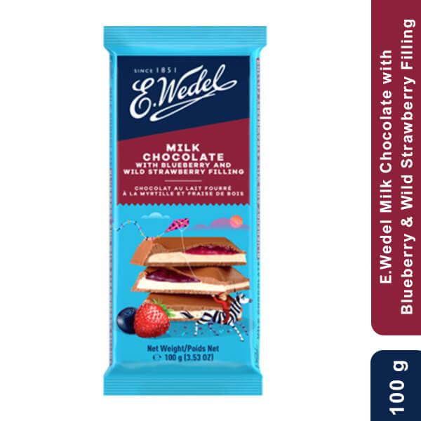 E.Wedel Milk Chocolate with Blueberry & Wild Strawberry Filling 100g