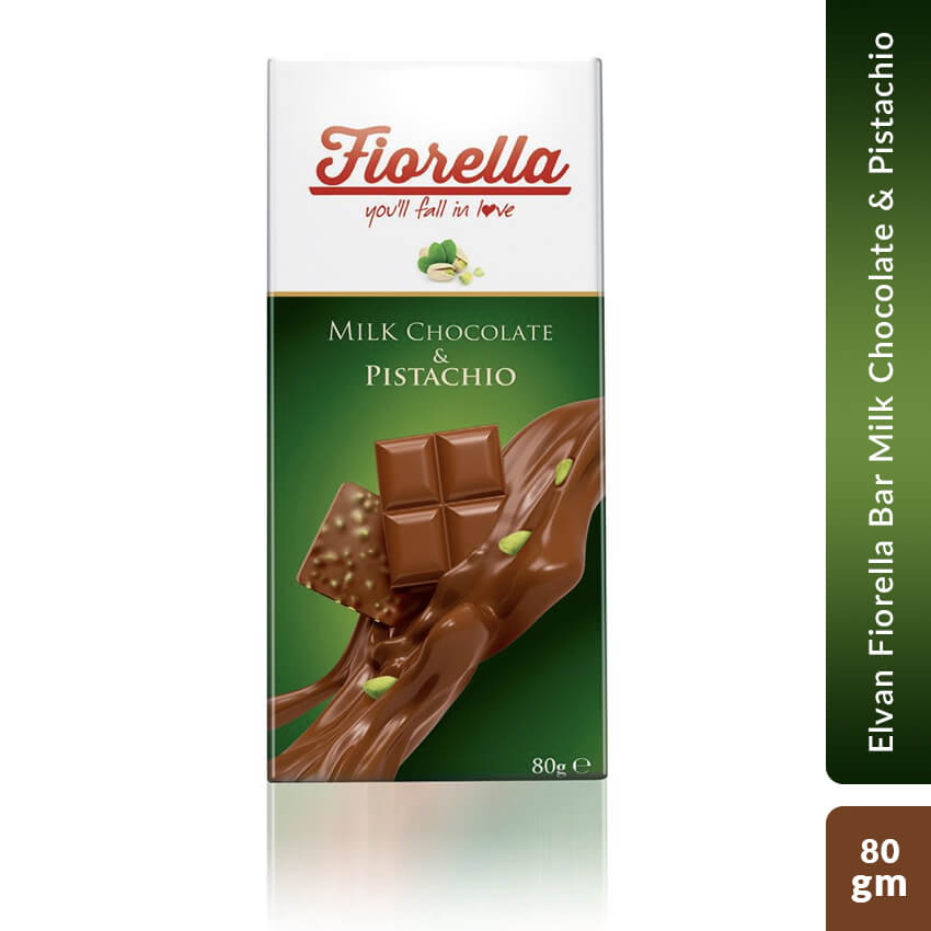 Elvan Fiorella Bar Milk Chocolate & Pistachio 80 gm
