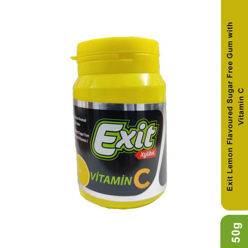 Exit Lemon Flavoured Sugar Free Gum with Vitamin C, 50g