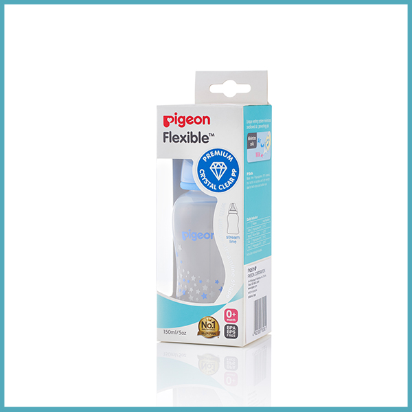 FLEXIBLE PERISTALTIC NIPPLE CLEAR PP STREAMLINE 150ML BLUE STAR (EN)