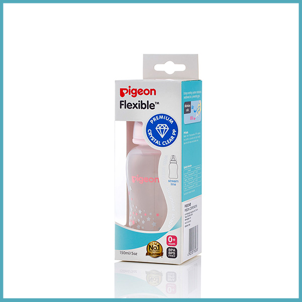 FLEXIBLE PERISTALTIC NIPPLE CLEAR PP STREAMLINE 150ML PINK STAR (EN)