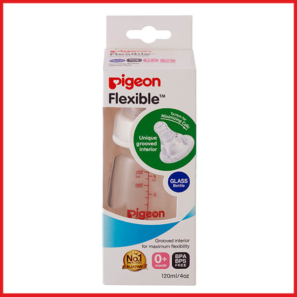FLEXIBLE PERISTALTIC NIPPLE NURSING BOTTLE GLASS 120ML (S)