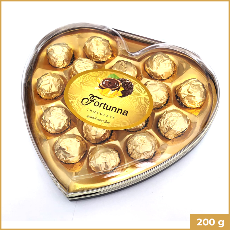Fortunna Chocolate 16's Heart Golden 200g