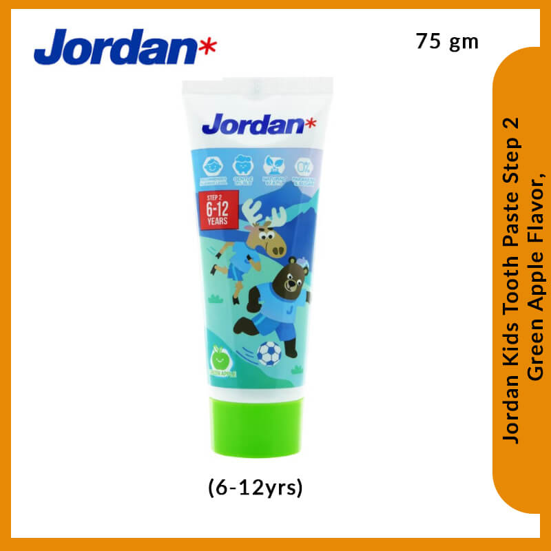 Jordan Kids Tooth Paste Step 2 (6-12yrs) Green Apple Flavor, 75 gm