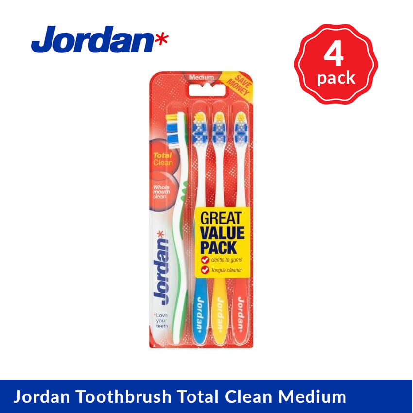 Jordan Toothbrush Total Clean Medium, 4 pack