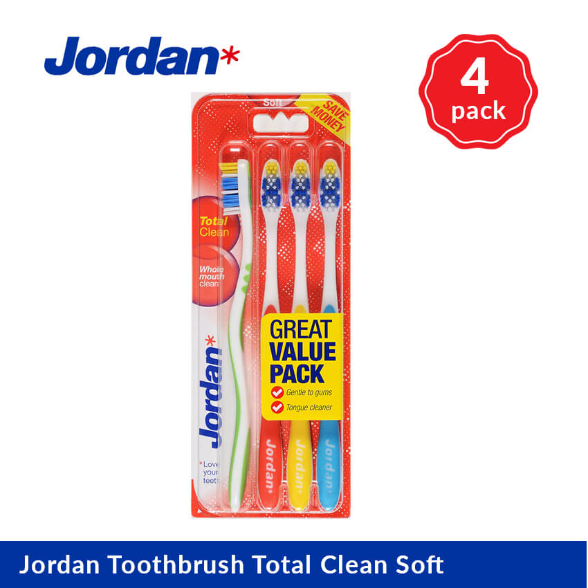 Havanemone hvor som helst mål Jordan Toothbrush Total Clean Soft, 4 Pack | prathamtradeline.com