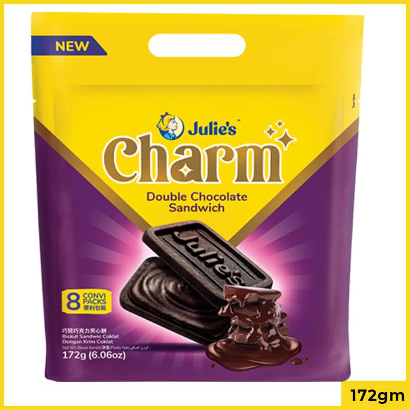 Julies Charm Double Chocolate Sandwich Biscuits, 172g