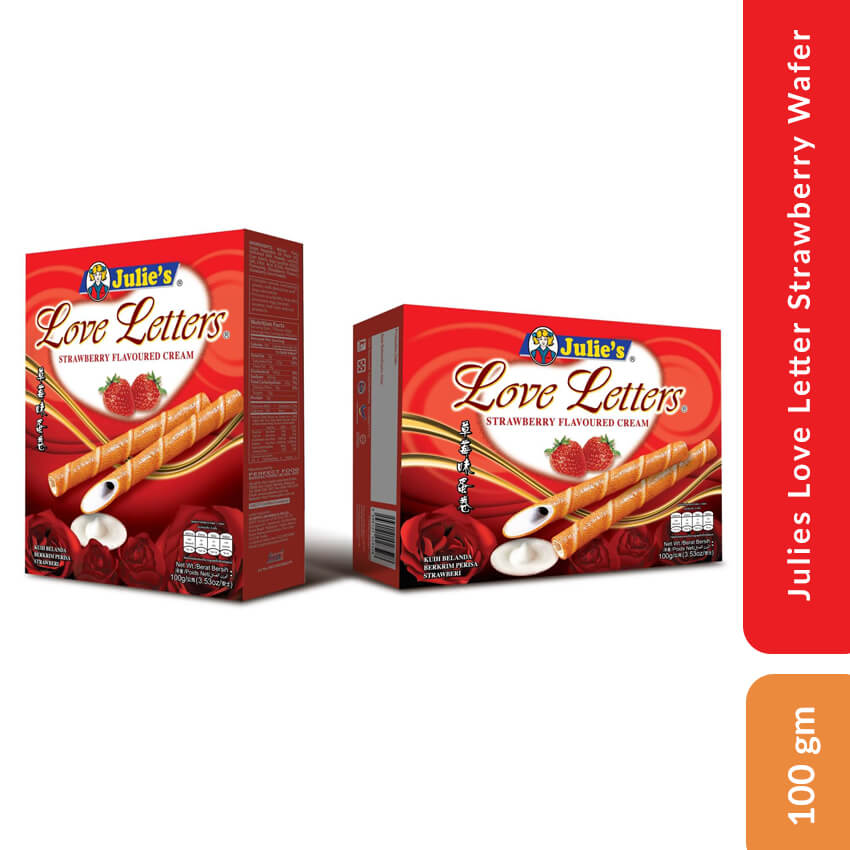 Julies Love Letter Strawberry Wafer 100 gm