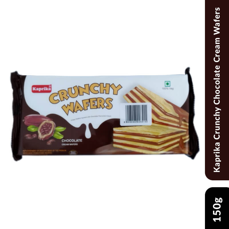 Kaprika Crunchy Chocolate Cream Wafers, 150gm