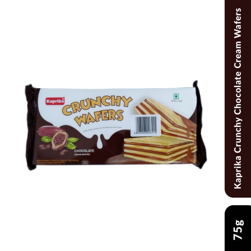 Kaprika Crunchy Chocolate Cream Wafers, 75gm