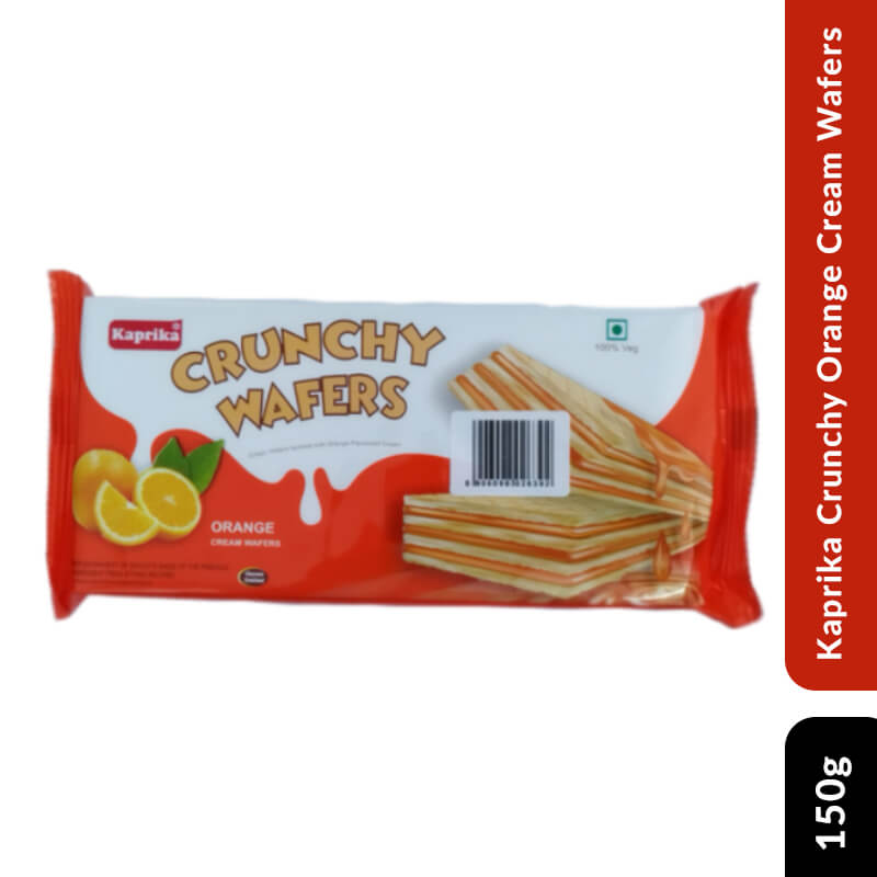 Kaprika Crunchy Orange Cream Wafers, 150gm