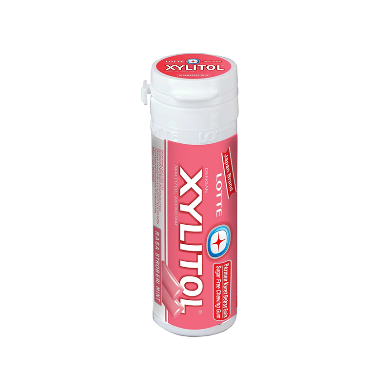 Lotte Xylitol Mini Bottle Strawberry Mint Chewing Gum, 26.1g