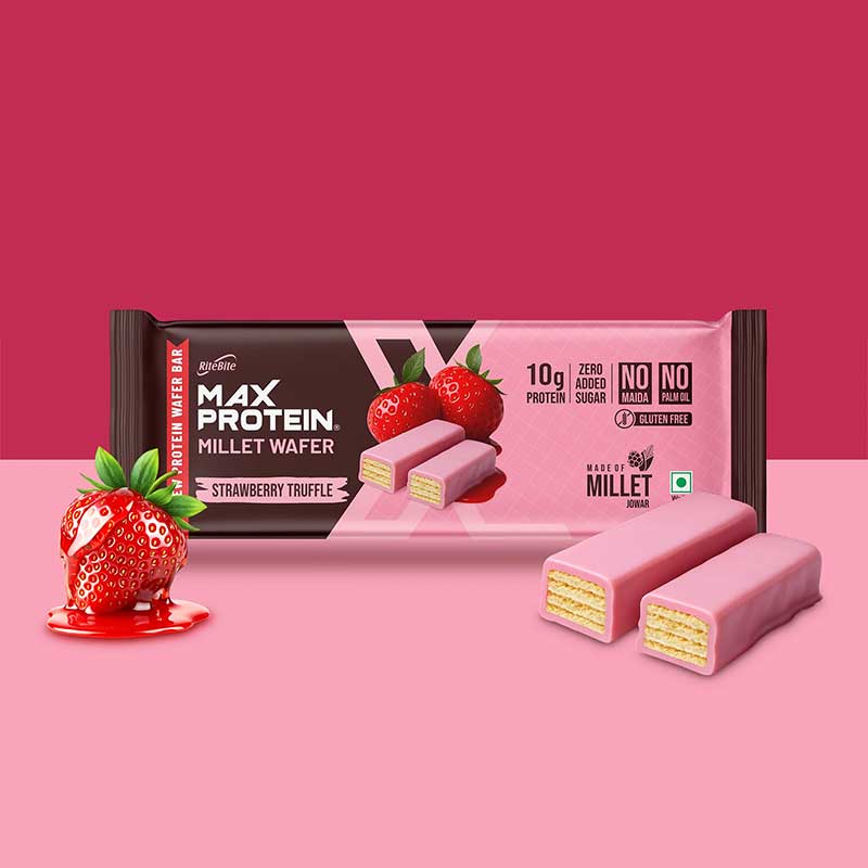 Max Protein Millet Wafer Protein Bar - Strawberry Truffle - 40gm