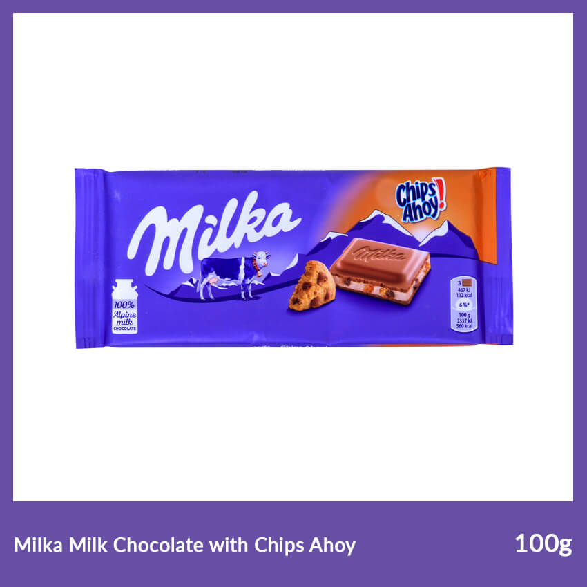 Milka Milk Chocolate with Chips Ahoy , 100g