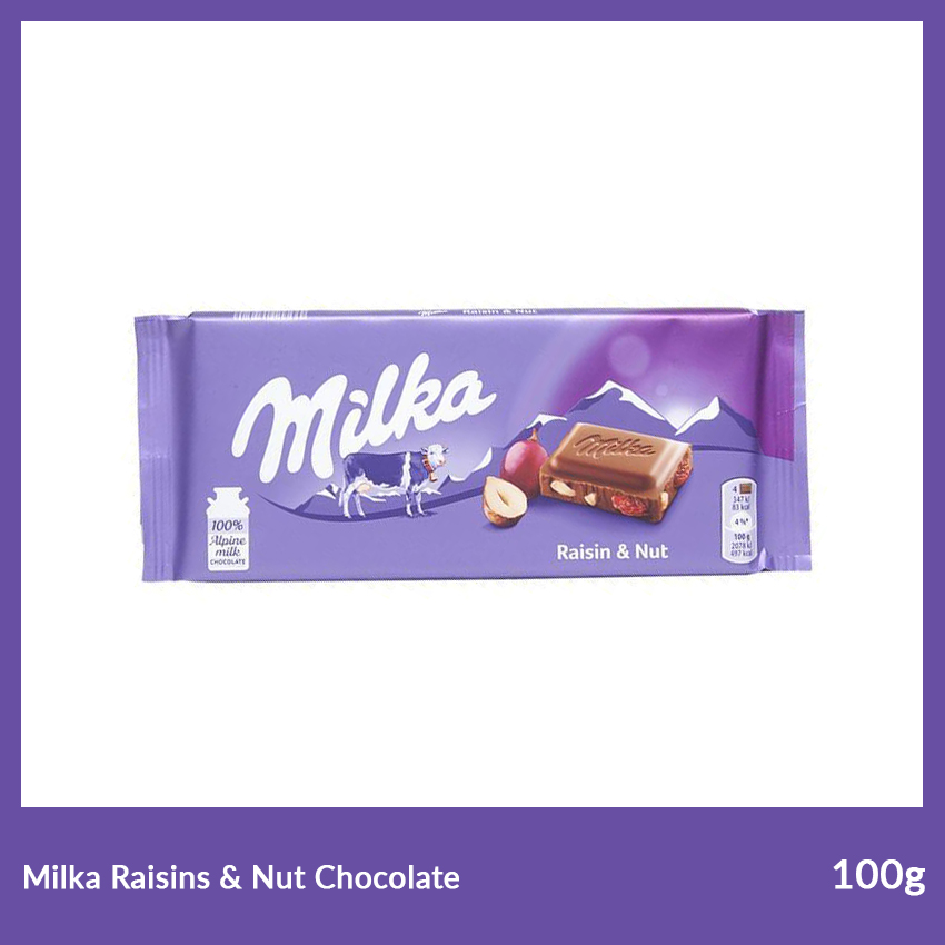 Milka Raisins and Nuts Chocolate, 100g