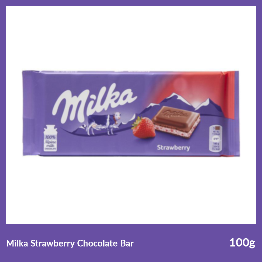 Milka Strawberry Chocolate Bar, 100g