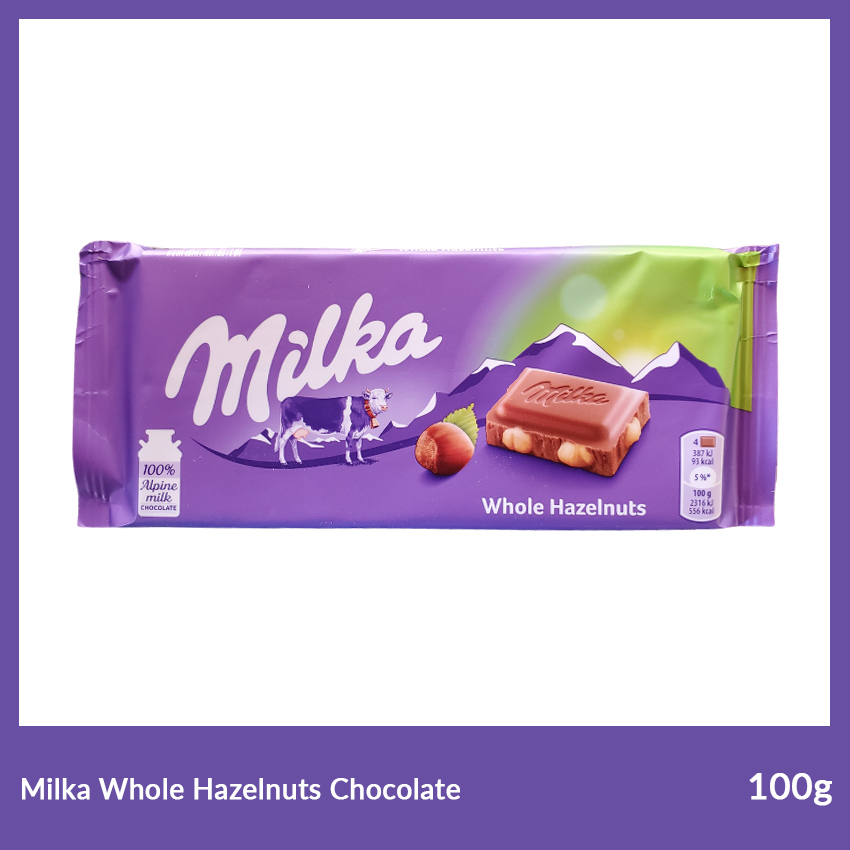 Milka Whole Hazelnuts Chocolate, 100g