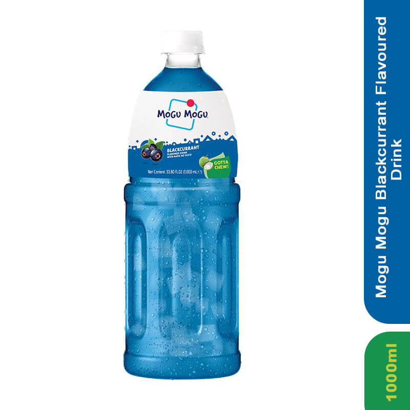 Mogu Mogu Blackcurrant Flavored Drink with Nata De Coco, 1000ml