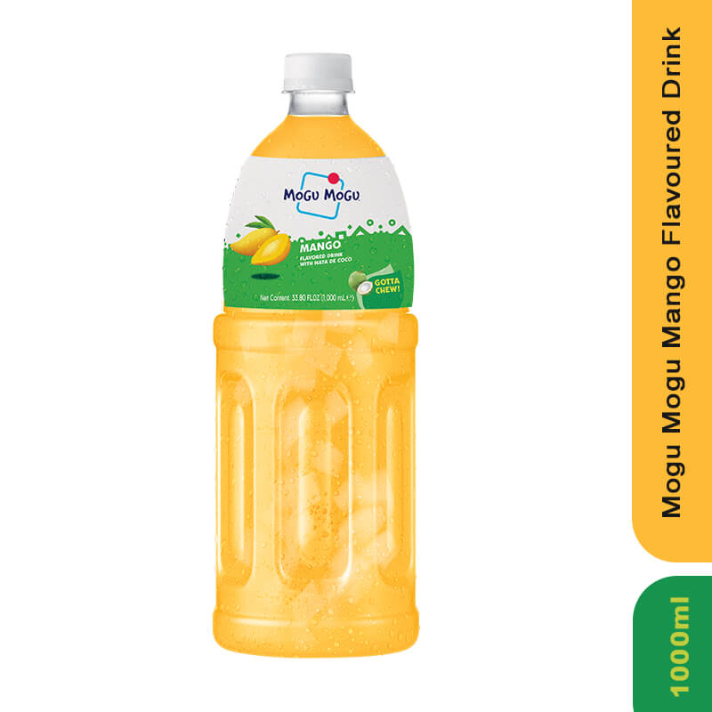 Mogu Mogu Mango Flavored Drink with Nata De Coco, 1000ml