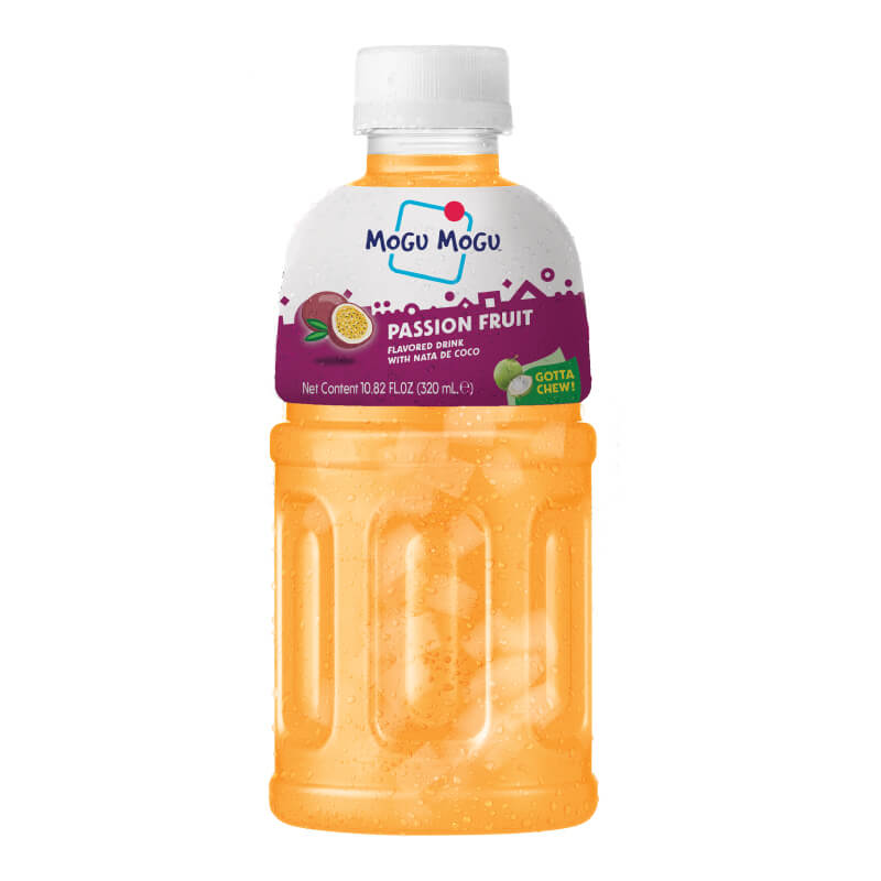 Mogu Mogu Passion Fruit Flavored Drink with Nata De Coco, 320ml