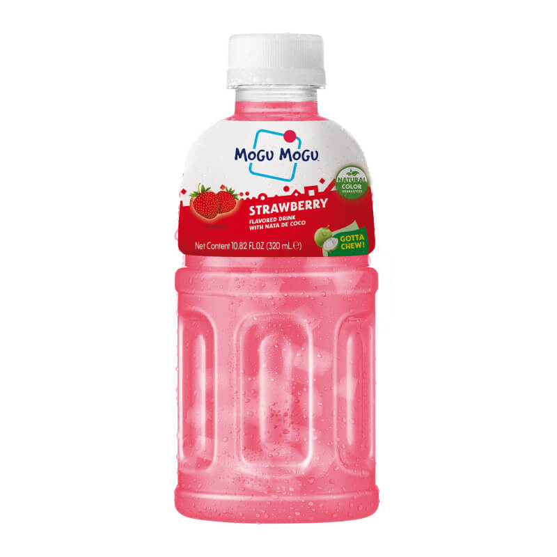 Mogu Mogu Strawberry Flavored Drink with Nata De Coco, 320ml