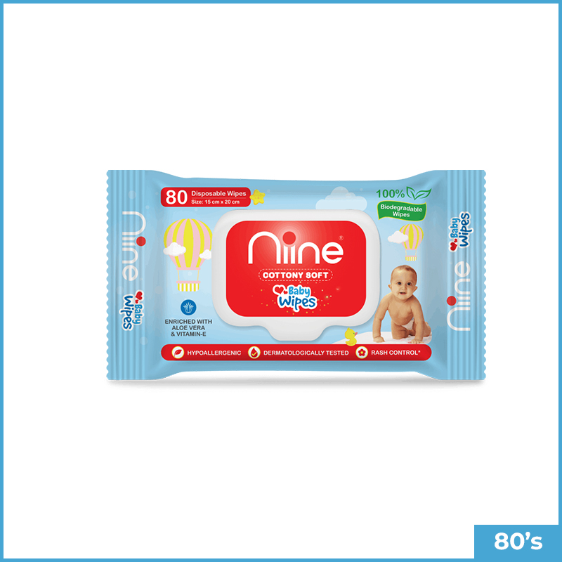 Niine Cottony Soft Baby Wipes 80's