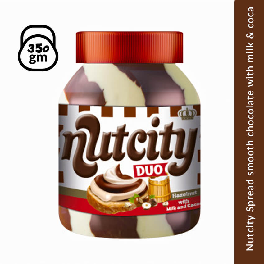 Nutcity Duo Spread Hazalnut with Milk and Coca 350 gm 