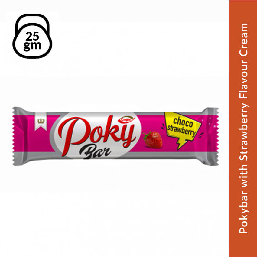 Pokybar with Strawberry Flavour Cream, 25 gm