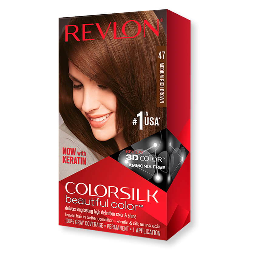Revlon ColorSilk Hair Color, Medium Rich Brown [47]