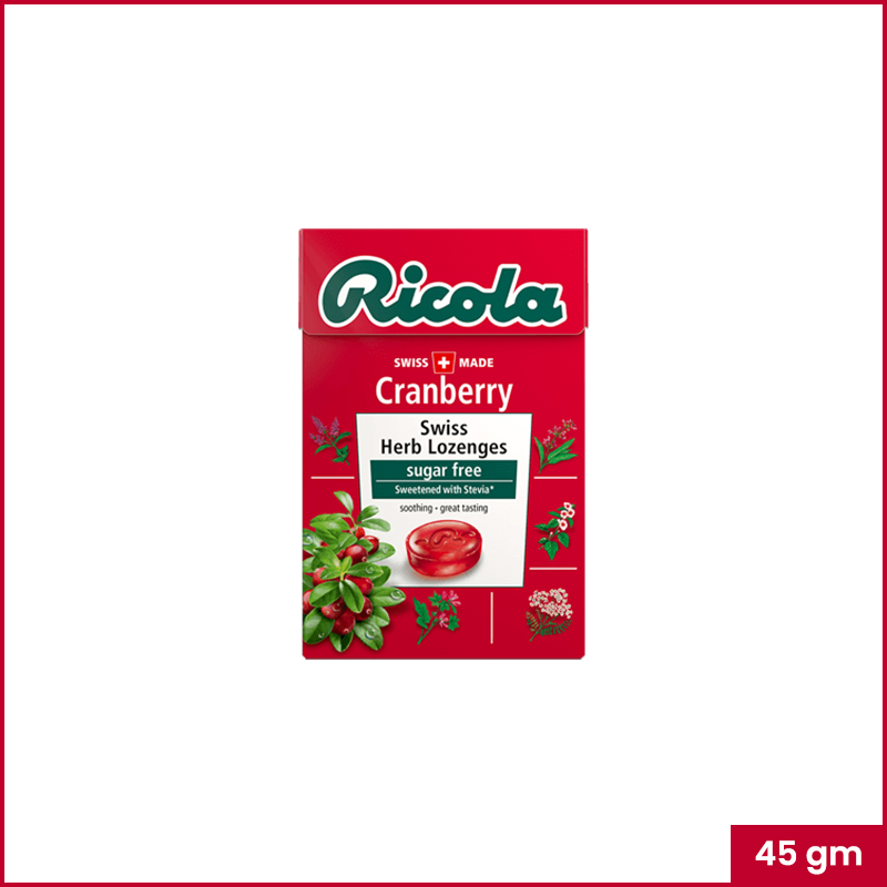 Ricola Swiss Herb SugarFree Candy Cranberry 45gm