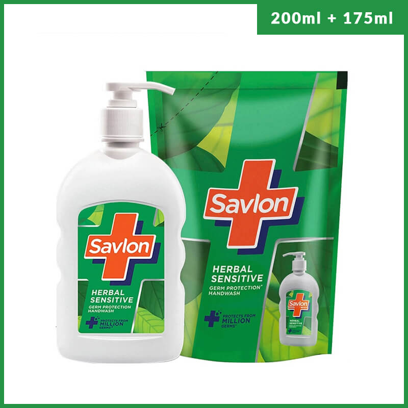 Savlon Handwash Herbal Sensitive, 200ml + 175ml Combo