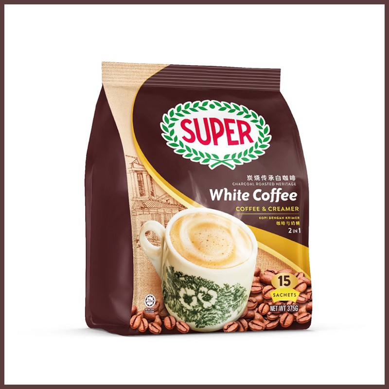 Super Charcoal Roasted white Coffee 2 in 1, 375 gm, 25 g x 15 schts