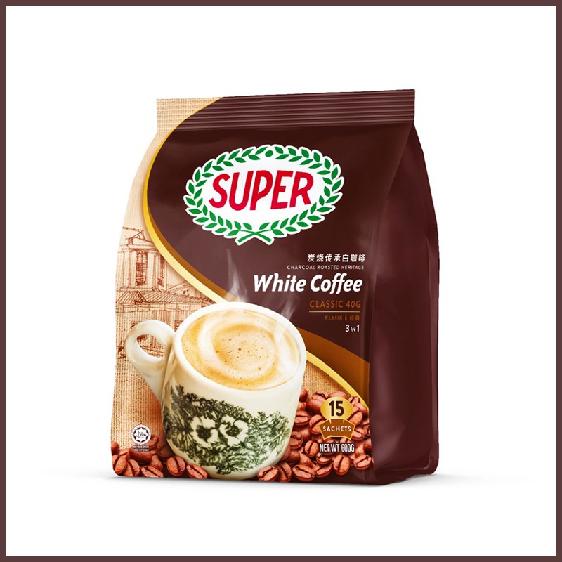 Super Charcoal Roasted white Coffee 3 in 1 Classic 600 gm, 40 g x 15 schts