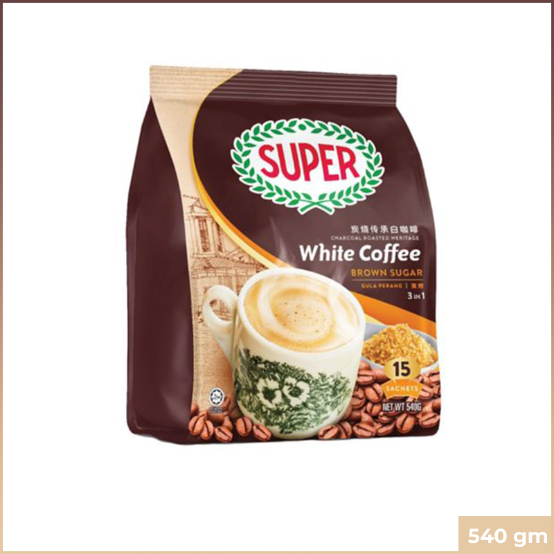 Super White Coffee 3in1 Charcoal Roasted Brown Sugar 540G