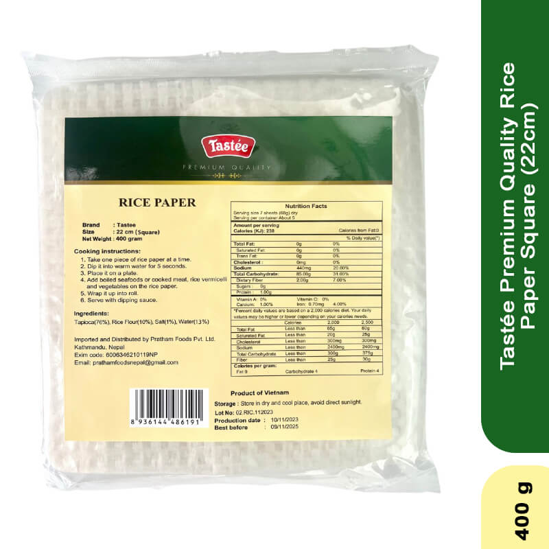 Tastée Premium Quality Rice Paper Square (22cm), 400gm