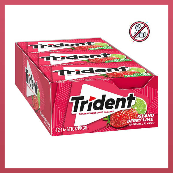 Trident Sugar Free Gum With Xylitol Island Berry Lime Flavour, 14's