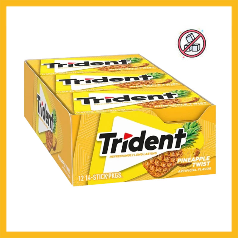 Trident sugar free gum with xylitol Pineapple twist flavor 14 s