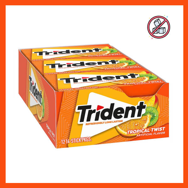 Trident Sugar Free Gum With Xylitol Tropical Twist Flavour, 14's